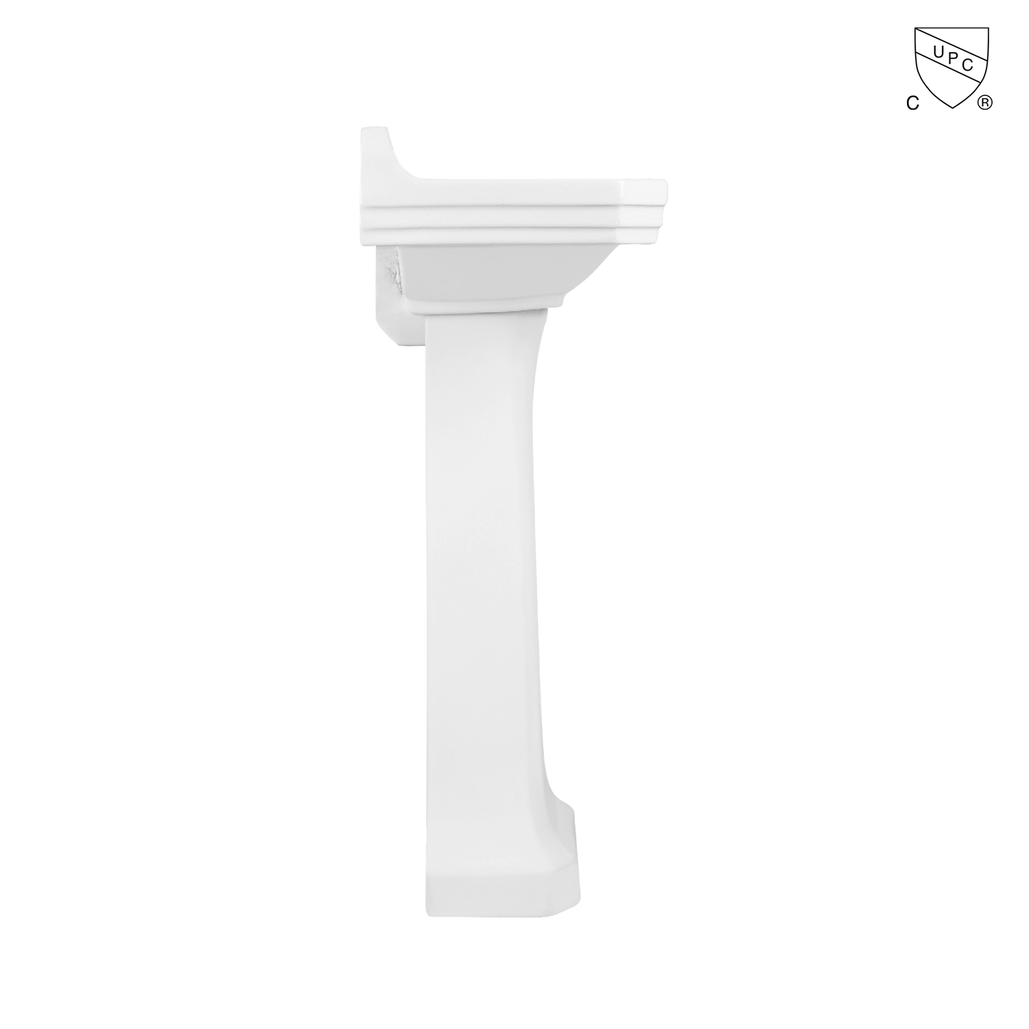 upc certificated glassy white rectangle shape 51 cm victorian pedestal sink with backsplash, overflow and faucet hole